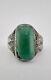 1930s Navajo Dead Pawn Sterling Silver Cerrillos Turquoise Stamped Arrow Ring