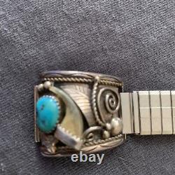 2 Vtg Sterling Silver Navajo Turquoise Native American Watch Bands And Ring