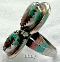 925 Silver Ring Navajo Turquoise Vintage Ring Double Quadrant Turquoise Size 6