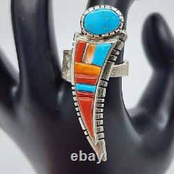 Amazing Vintage Navajo David Tune Turquoise Multi Stone Sterling Silver Ring