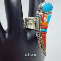 Amazing Vintage Navajo David Tune Turquoise Multi Stone Sterling Silver Ring