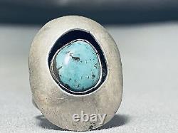 Authentic Hand Tooled Vintage Navajo Turquoise Sterling Silver Ring