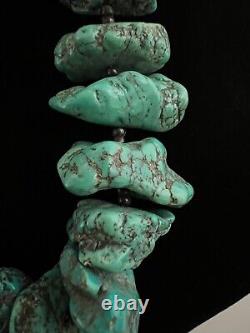 BEAUTIFUL Chunky Vintage Navajo Kingman Turquoise stone necklace