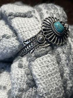 BEAUTIFUL! Vintage Navajo Turquoise Sterling Silver Cuff Bracelet'K Billah