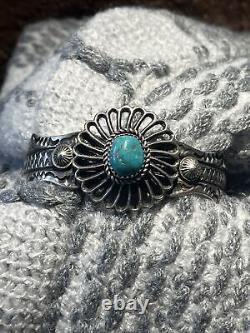 BEAUTIFUL! Vintage Navajo Turquoise Sterling Silver Cuff Bracelet'K Billah