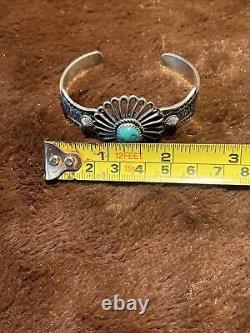 BEAUTIFUL! Vintage Navajo Turquoise Sterling Silver Cuff Bracelet'K Billah