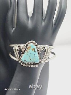 Bracelet Vintage Native American Navajo Sterling Silver RVT Turquoise Cuff
