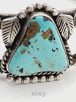 Bracelet Vintage Native American Navajo Sterling Silver RVT Turquoise Cuff