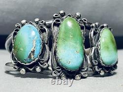 Early Royston Turquoise! Vintage Navajo Sterling Silver Bracelet Old