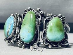 Early Royston Turquoise! Vintage Navajo Sterling Silver Bracelet Old