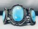 Easter Blue Mine! Vintage Navajo Turquoise Sterling Silver Bracelet
