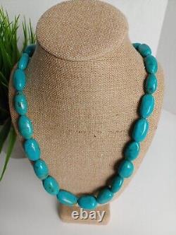 Exceptional Vintage Navajo Blue Gem Turquoise Necklace With Coppery Veins