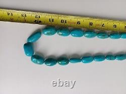 Exceptional Vintage Navajo Blue Gem Turquoise Necklace With Coppery Veins