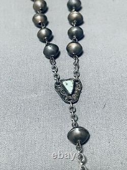 Gasp! Very Early Vintage Navajo Turquoise Sterling Silver Rosary Necklace