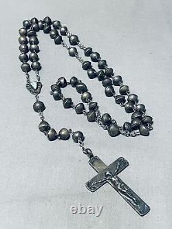 Gasp! Very Early Vintage Navajo Turquoise Sterling Silver Rosary Necklace