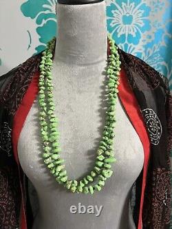 Genuine Navajo Green Turquoise Beaded Rondelle Necklace with beads Vintage