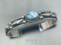 Golden Hills Turquoise! Albert Jake! Vintage Navajo Sterling Silver Bracelet