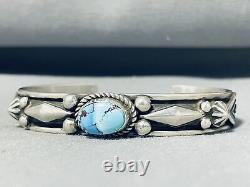 Golden Hills Turquoise! Albert Jake! Vintage Navajo Sterling Silver Bracelet