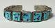 Gorgeous Old Pawn Vtg Navajo Signed LL Sterling Turquoise Square Cuff Bracelet