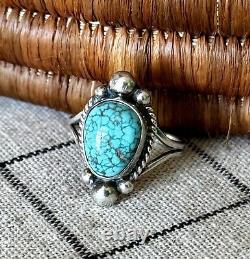 H. Cortez Vintage Handmade Sterling Silver Navajo Turquoise Statement Ring