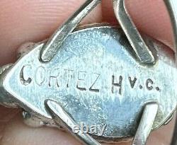 H. Cortez Vintage Handmade Sterling Silver Navajo Turquoise Statement Ring