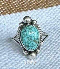 H. Cortez Vintage Handmade Sterling Silver Navajo Turquoise Statement Ring