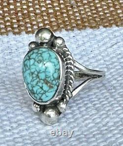 H. Cortez Vintage Handmade Sterling Silver Navajo Turquoise Statement Ring