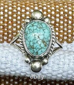 H. Cortez Vintage Handmade Sterling Silver Navajo Turquoise Statement Ring