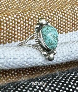 H. Cortez Vintage Handmade Sterling Silver Navajo Turquoise Statement Ring