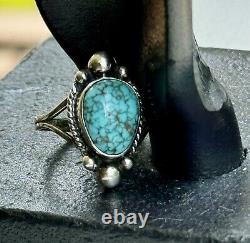 H. Cortez Vintage Handmade Sterling Silver Navajo Turquoise Statement Ring