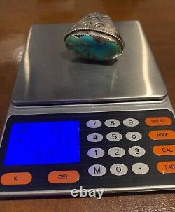 Heavy Vintage Navajo Sterling Silver Turquoise Ring Signed Ad 53.9 Grams