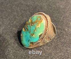 Heavy Vintage Navajo Sterling Silver Turquoise Ring Signed Ad 53.9 Grams