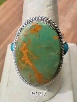 Heavy Vintage Royston Turquiose Sterling Silver Navajo Men's Ring Sz 9.75 15.4Gr