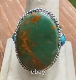 Heavy Vintage Royston Turquiose Sterling Silver Navajo Men's Ring Sz 9.75 15.4Gr