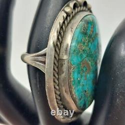 Huge Vintage Navajo Sterling Silver Natural Turquoise Ring Size 5.5