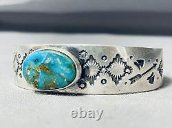 Important Vintage Navajo Jeanette Dale Turquoise Sterling Silver Bracelet