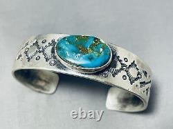 Important Vintage Navajo Jeanette Dale Turquoise Sterling Silver Bracelet