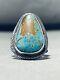 Impressive Vintage Navajo Royston Turquoise Signed Sterling Silver Ring