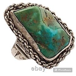 MASSIVE Vintage Navajo Sterling Silver High Grade ROYSTON Turquoise Ringsz12