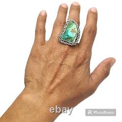 MASSIVE Vintage Navajo Sterling Silver High Grade ROYSTON Turquoise Ringsz12