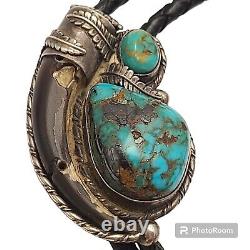 MESMERIZING VINTAGE NAVAJO Red MOUNTAIN TURQUOISE STERLING SILVER BOLO Tie
