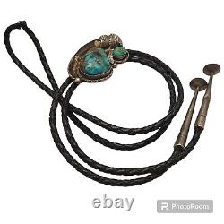 MESMERIZING VINTAGE NAVAJO Red MOUNTAIN TURQUOISE STERLING SILVER BOLO Tie