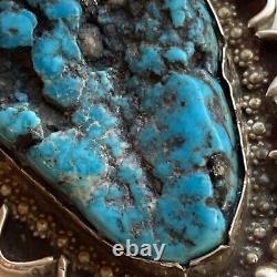 Massive HG Navajo Vintage Nugget Sea Foam Turquoise Pendant Sterling Silver B