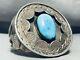 Museum Vintage Navajo Turquoise Wave Shell Sterling Silver Bracelet