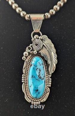 NICE 2 Vintage Navajo Sterling Silver Kingman Turquoise Pendant Signed JC