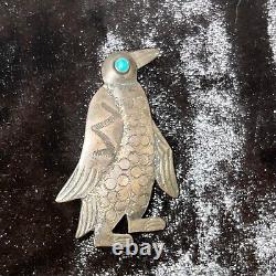 Navajo Indian Silver Turquoise Eye Penguin Pin