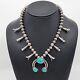 Navajo Made Authentic Vintage Kids Size Sterling Turquoise Squash Blossom Neckla