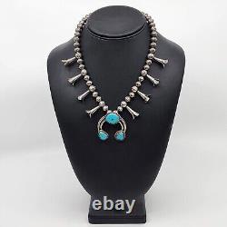 Navajo Made Authentic Vintage Kids Size Sterling Turquoise Squash Blossom Neckla