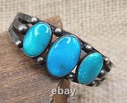 Navajo Sterling Silver & Turquoise Cuff Bracelet 27G Vintage Native American