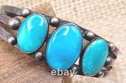 Navajo Sterling Silver & Turquoise Cuff Bracelet 27G Vintage Native American